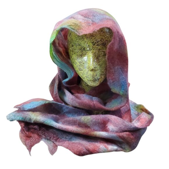 Skydance Ranch Alpaca Handmade Felted Cobweb Merino Silk Scarf - Picture 1 of 6